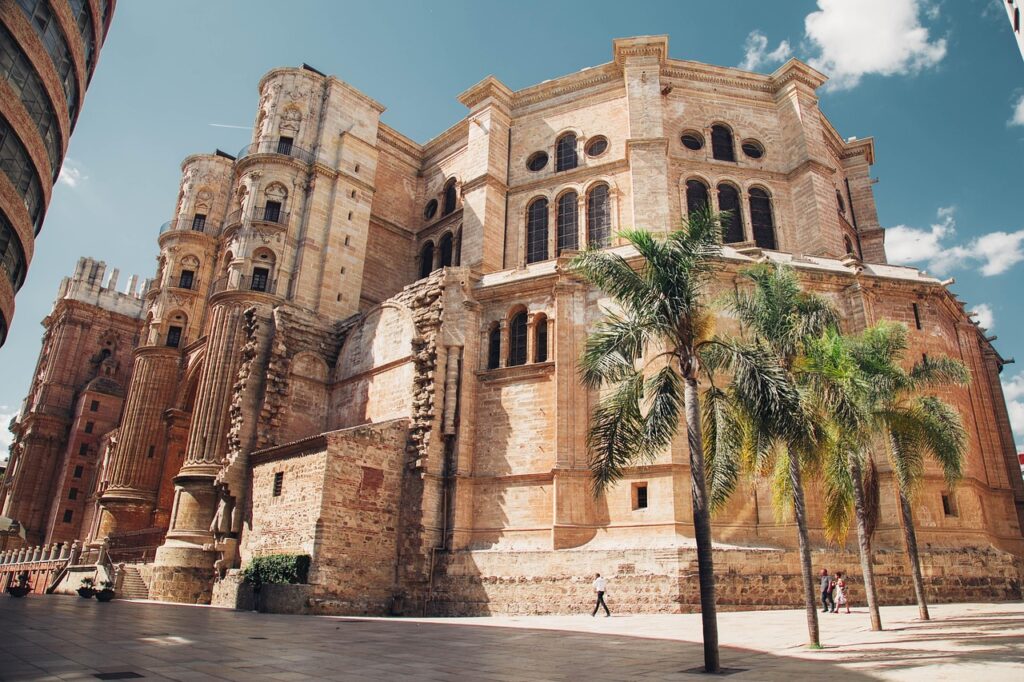 Malaga Cathedral best time to visit malaga - Málaga city centre in spring sunshine
