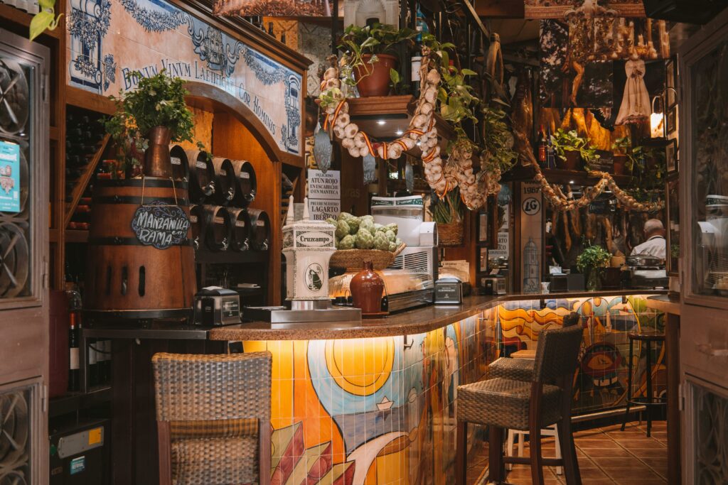 best tapas in malaga - boquerones and local wine at a traditional bar in Málaga