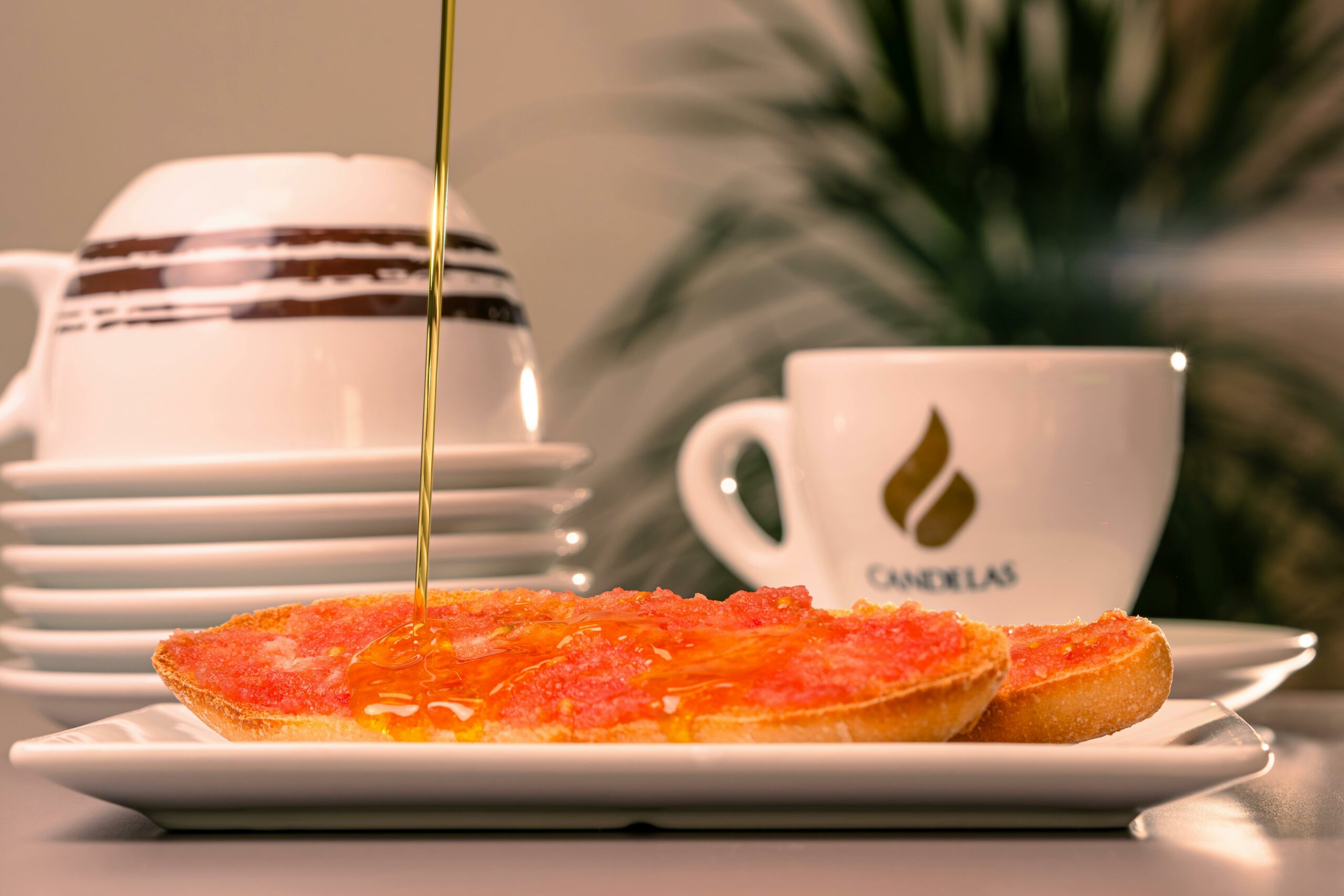 breakfast in malaga - pitufo with tomato and olive oil at a traditional bar breakfast in malaga - pitufo with tomato and olive oil at a traditional bar