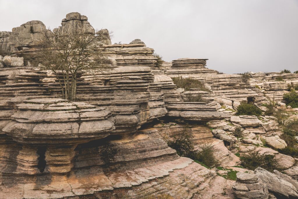 antequera day trip from malaga - El Torcal limestone rock formations at sunset